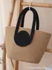 Bolsa de Tecido de Algodão Grande Capacidade Bolsa de Ombro para Praia Bolsa de Mão Vazada Bolsa Feminina Bolsa de Corda de Algodão Bolsa de Palha Bolsa Tote Transversal