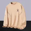 Camiseta de Veludo Dupla Face Gola Alta Manga Longa Outono e Inverno Masculina Slim Casual Camiseta Básica Masculina e Feminina Lapela Acolchoada Top Quente