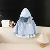 Chaqueta con capucha de retazos de gatito nueva para primavera y otoño para niñas, elegante cárdigan de dibujos animados para bebés niñas