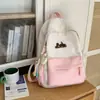 Mochila Escolar para Meninas do Ensino Fundamental, Série Azul Nicho Estilo Ins, Bolsa de Ombro de Grande Capacidade, Mochila para Ensino Médio, Alto Valor Estético para Mulheres