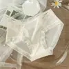 Pantaletas de Mujer Transparentes de Verano de Cintura Alta Sin Costuras Estilo Japonés Sexy de Encaje de Secado Rápido Cómodos