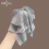 Pinza para el Cabello con Lazo Grande de Cinta de Cristal Brillante en Lavado de Tinta Gris Frío para Mujer, Pinza Tiburón Suave para Recogido en la Parte Posterior de la Cabeza