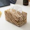 Caja de pañuelos de tela de cuatro hojas estilo Ins retro para mesa de centro de sala de estar en casa, caja de pañuelos extraíble de jacquard, caja de pañuelos para decoración de coche