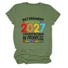 Turma de Aposentadoria 2027 Estação Independente Amazon Moda Casual Feminina Camiseta de Gola Redonda com Manga Curta
