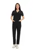 Comercio Exterior Amazon Conjunto de Scrubs Negros Delgados para Doctoras, Bata Quirúrgica para Enfermeras, Conjunto de Ropa de Trabajo Elástica con Cuello en V