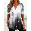[Spot] Ropa transfronteriza europea y americana para mujer, Amazon 2023, verano, cuello en V holgado, manga corta, camiseta estampada con botones