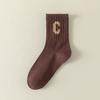 Calcetines deportivos para mujer de primavera y otoño, calcetines de media caña con pantalones de tiburón, letra C, estilo coreano, calcetines de algodón finos de verano, blancos transpirables
