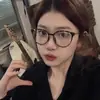 Gafas Cuadradas Negras Ultraligeras para Miopía para Mujer Estilo Coreano Modernas de Moda Montura para Rostro Redondo Se Pueden Equipar con Lentes Planos de Graduación