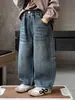 Q038 Jeans para Niños Nuevo Otoño Niños Elegantes Holgados Pierna Recta Pantalones Niños Pequeños y Medianos Atractivos Casuales Pierna Ancha Pantalones