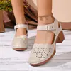 Sandalias Romanas Chunky de Tacón Medio Estilo Nuevo 2026, Zuecos Romanos de Punta Cerrada, Sandalias con Corte Lateral, Venta al por Mayor y Dropshipping