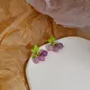 Colección de Pendientes Lindos de Frutas Aguja de Plata, Clips para Orejas Dulces Estilo Girly Sin Perforación, Pendientes de Fresa con Cara Sonriente Incrustados de Diamantes para Mujeres