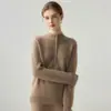 Nuevo Suéter de Punto Grueso Casual Suelto de Cachemira para Mujer con Cuello Medio Alto Simple para Commuting Otoño/Invierno