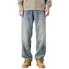 Jeans Lyocell Tencel para Hombre Holgados Casual Americano Retro Rectos de Pierna Ancha Drapeados Pantalones Largos Verano Estilo Delgado
