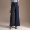 Pantalones de Lana Anchos Casuales de Moda Otoño/Invierno 2026 para Mujer, Cintura Alta Estilo Coreano para Ir al Trabajo, Adelgazantes, Versátiles, de Pierna Recta