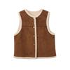 Chaleco Acolchado de Color Contrastante Marrón Maillard para Mujer, Nuevo de Invierno, Talla Grande, Chaleco Cardigan sin Mangas 431910