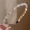 Tiara de Pérolas para Mulheres, Estilo Celebridade da Internet, Tiara com Franja de Pérolas, Versátil para Sair, Pente de Cabelo Estilo Princesa Alta, Elástico de Cabelo Atacado