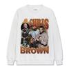 Camiseta Retrô Estampada Chris Brown Transfronteiriça Streetwear Americano Vintage Lavada Pesada Casual Manga Curta Ins