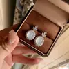 Aretes de Calcedonia Natural Tipo Hielo Bañados en Plata 925 Incrustados con Calcedonia Verde Claro y Rosa, Mismo Estilo que en Xiaohongshu, Joyería de Moda