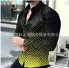 Camisa de Solapa Otoño 2021 Ropa Exterior para Hombre Amazon Europeo y Americano Camisa Estampada para Hombre Cárdigan para Hombre Camisa de Manga Larga para Hombre