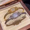 Pulsera Hebilla con Patrón de Circonita Ovalada Electrochapada en Oro Real de 18 Quilates, Pulsera de Moda y Sencilla, Lujo Accesible y Joyería de Gama Alta
