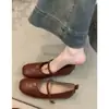 Couro Genuíno de Pele de Ovelha Camélia Flor Vintage Boca Rasa Couro Macio Sapato de Tira Única com Fivela para Mulheres Estilo Francês Sapatos de Festa Sapatos Mary Jane