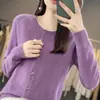 Nuevo Top Base para Mujer Ropa Exterior Transfronteriza Otoño/Invierno Tejido de Punto Manga Larga para Mujer Cardigan de Punto Redondo de Una Fila Andy Fleece