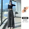 Pantalones de traje negros para mujer, nuevo estilo de otoño, de cintura alta, adelgazantes, casuales, holgados, estilo perezoso, pantalones de pierna ancha
