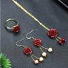 Anillo Rosa de Cinabrio Natural Colgante Pendientes Cinabrio Mineral en Bruto Anillo Tejido Pulsera Rosa Pulsera Regalo