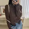 Nueva colección de otoño e invierno: Cárdigan de punto holgado y de estilo relajado con un diseño elegante, que presenta un look de dos piezas falso y bloques de color, un suéter a la moda para mujer