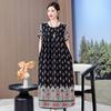 Vestido de Algodão e Seda Estilo Novo 2026 para Mulheres de Meia-Idade e Idosas, Roupa Feminina de Verão, Elegante Vestido Longo Acima do Joelho para Mães de Meia-Idade