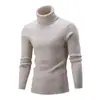 Comercio Exterior Transfronterizo Prendas de Punto para Hombre Invierno Nuevo Suéter de Cuello Alto Engrosado Color Sólido Rayado Ropa Interior Ropa para Hombre
