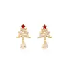 Pendientes Navideños Atmosféricos Diseño de Nicho Hechos a Mano con Perlas y Cuentas Pendientes de Árbol de Navidad Pendientes Simples Versátiles Lindos