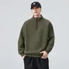Ropa para Hombre Fengshe / Nueva Camisa Polo de Media Cremallera para Hombre Primavera y Otoño 2026, Top para Hombre de Manga Larga con Cuello Alto, Sudadera Gruesa para Hombre