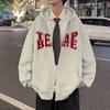 Casaco hiphop de rua europeu e americano para homens, outono e inverno, com forro de fleece, oversized, cardigã pesado, suéter com capuz, roupas