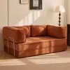 Sofá de Tecido Estilo Vintage, Dupla Finalidade para Salas Pequenas, Adequado para Duas a Três Pessoas, Sofá-Cama Dobrável Modular Retrô de Linha Reta