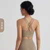 Nuevo sujetador deportivo de doble cara cepillado con espalda cruzada, sujetador de yoga a prueba de impactos, camiseta deportiva exterior de fitness de alta elasticidad