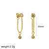 Brincos de Franja em Ouro 18K Lichuan Joias para Orelha Diamante Incrustado Luxo Leve Toque de Alto Padrão Piercings Brincos de Pino Brincos de Aço Inoxidável Não Desbotam
