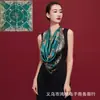 Cachecol de Seda Acetinada Feminino de Primavera e Outono Shanghai Story, Estampado, Mais Fácil de Combinar, Cachecol 90 Quadrado Grande, Presente para o Dia das Mães