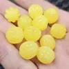 Contas Flutuantes Fluorescentes de Cera de Abelha Abóbora Contas Soltas Cera de Abelha Amarelo Claro Contas de Melão da Sorte Contas para Pulseira Colar Joias