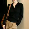 Nuevo top de punto para mujer de otoño, corte slim, con cuello, diseño de alta gama y tacto sofisticado