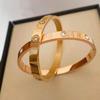 Aço titânio pode ser banhado simples e generoso luz luxo alta qualidade moda cravejado de diamantes aço titânio brilhante ins não desbota rosa pulseira.