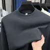 Camiseta Térmica Popular de Manga Longa com Gola Meia-Alta Engrossada, Camada Base para Homens de Meia-Idade, Top Térmico de Lã Dupla Face