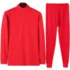Ropa interior de Año Nuevo para hombre y mujer, ropa cálida para mediana edad y ancianos, ropa de otoño, pantalones largos, cuello alto rojo grande