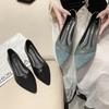 Sapatos de Trabalho Pretos Foscos para Mulheres no Outono, Estilo Versátil Pequeno Fragrante, Bico Fino, Confortáveis Profissionais Boca Rasa, Sapatos de Trabalho de Salto Baixo