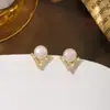 Aretes de Perla Aguja de Plata de Ley 925 Vara para Oreja Veraniega de Alto Grado Aretes de Perla de Agua Dulce Natural Aretes de Lujo Ligero para Mujer