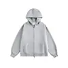 Sudadera con capucha y doble cremallera básica azul marino para hombre, color liso, corte holgado, casual, hecha de algodón chino, adecuada tanto para hombres como para mujeres