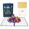 Cartão de Aniversário Estéreo 3D com Música, Luzes, Fogos de Artifício, Design de Bolo, Escultura Criativa de Papel Dobrado, Cartão de Presente para Professores