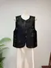 Novo Colete Jacquard com Padrão Escuro Chinês Estilo Nacional Retrô Outono 2026 Novo Colete Curto Solto com Gola Redonda Colete Emagrecedor Feminino