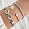 Novo conjunto de pulseiras com figura 8 infinito cravejado de diamantes, transfronteiriço europeu e americano, joias da moda em liga metálica simples retrô criativa, atacado