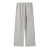 Pantalones de waffle de pierna ancha para mujer, colección otoño/invierno 2026, pantalones de tiro medio de pierna recta, fluidos y hasta el suelo, casual y deportivo